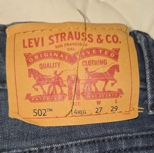 Levi’s 502‎ Regular Taper Men’s Jeans Size 27x29 Dark Wash Stretch Denim